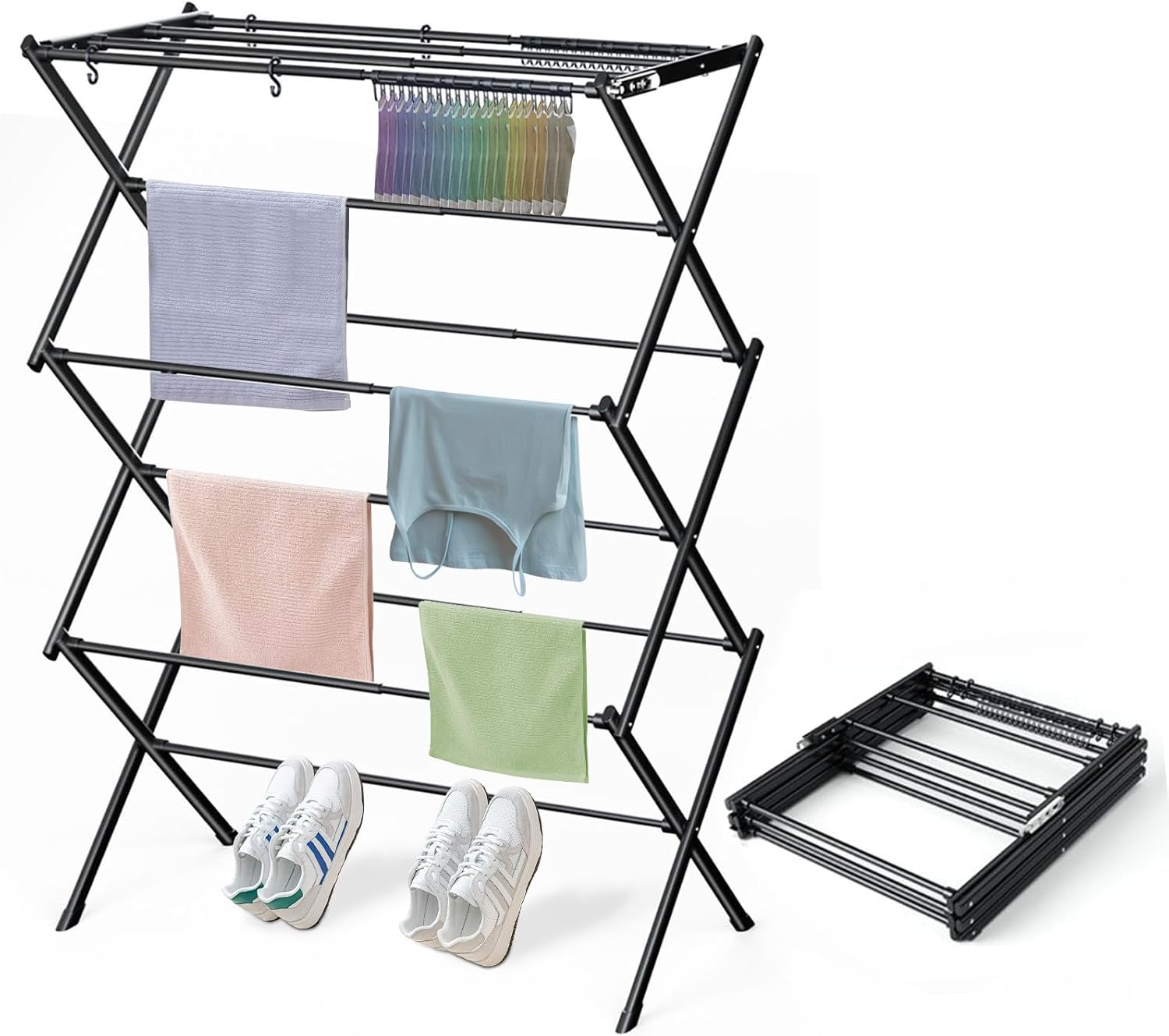 Clothes Drying Rack Household Indoor, Foldable Drying Rack Clothing for Laundry - 40" x 28.8" x 14.2", Space Saving Indoor, Black-1pack
