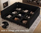 Belffin Modular Sectional Sofa with Ottomans Velvet Reversible Sleeper Chaise Bed Storage Seat Black
