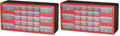 Akro-Mils 26-Drawer Plastic Drawer Storage Cabinet for Garage Organization, Bead Organizer, Building Bricks Storage, Teacher Toolbox, Makeup Organizer, 20-Inch W x 6-Inch D x 10-Inch H, 10126 Red