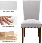 COLAMY Upholstered Parsons Dining Chairs Set of 4, Fabric Dining Room Kitchen Side Chair with Nailhead Trim and Wood Legs - Light Grey