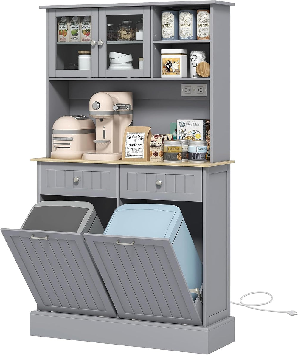 39.4" D*13.8" W*67.7" H Freestanding Kitchen Pantry with 2 Dra...