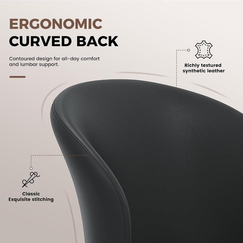 Faux Leather Dining Chairs Set of 4, Curved Back Upholstered Accent Chair, Mo...