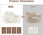 KISLOT Cloud Large Bean Bag Chair with Ottoman for Adults,Ultra Soft Bean Bag with Armrests,Stuffed BeanBag Chair for Napping, Gaming,Vacuum-Compressed for Easy Gifting,48 Hours to Fluffs Up,Beige