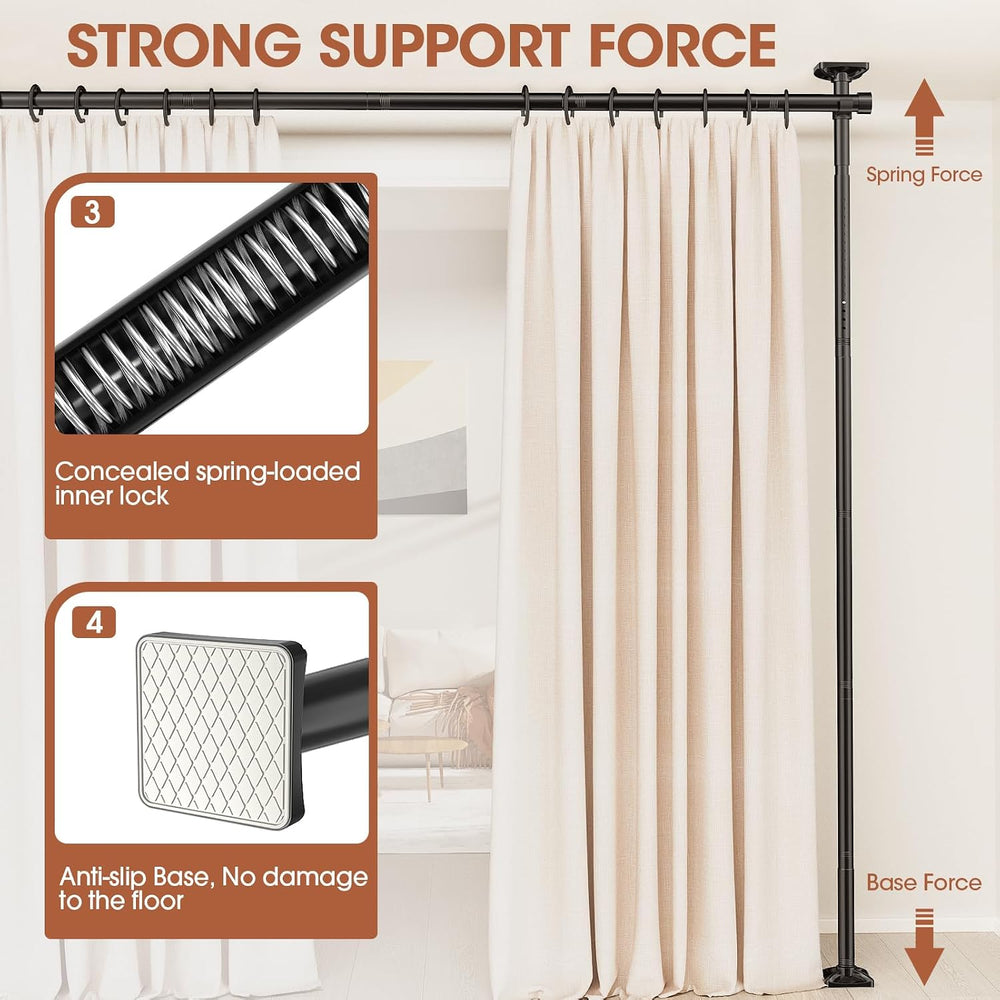 SUNALLY Room Divider Curtain Rod 4-10ft(H)28-171in(W) Room Separator, Black