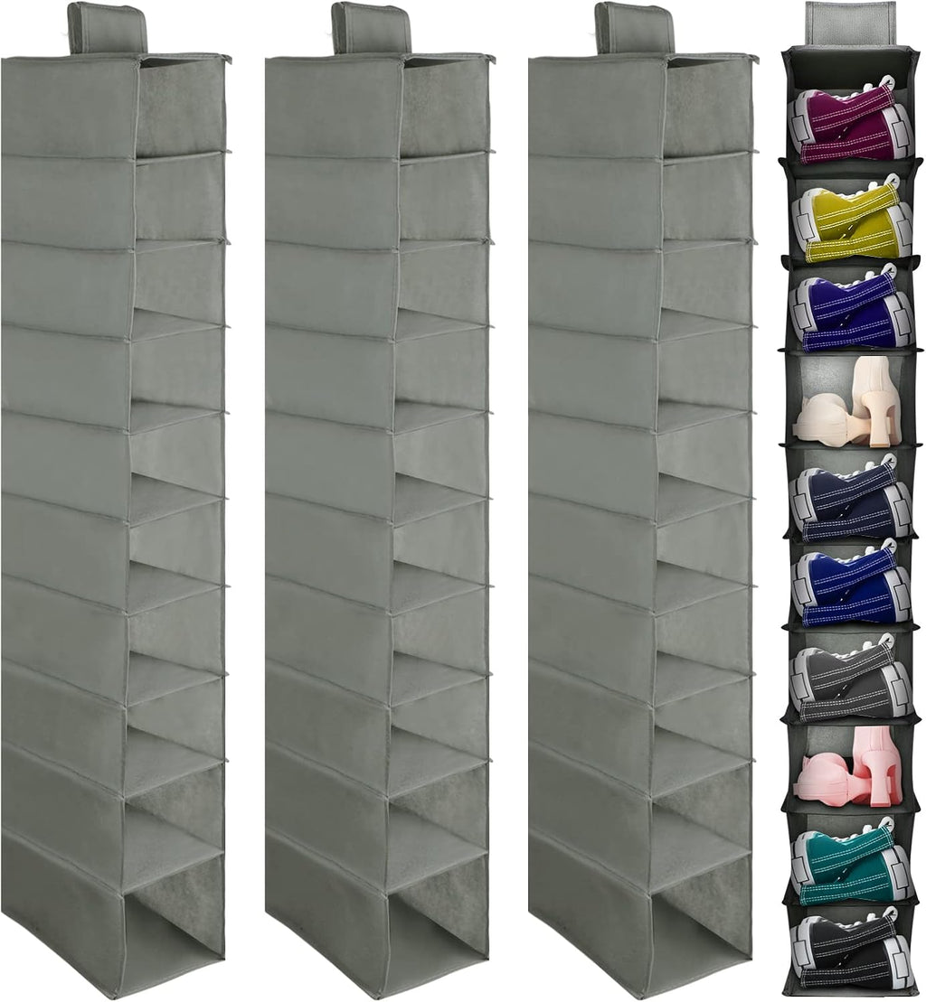 Kenning 4 Pack Hanging Shoe Shelves 10 Shelf Hanging Shoe Organizer Holder for Hats Purses Handbags Closet Space Saving