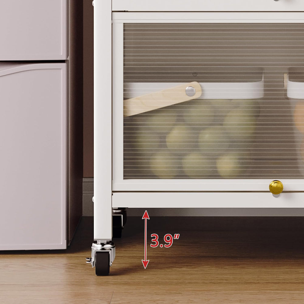 Heavy-Duty Kitchen Storage Cabinet on Wheels, Vertical Bakers Rack Organizer ...