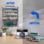 6-Tier Magnetic File Holder, No Drilling Installation File Cabinet Organizer,Black Magnetic File Holders, Magnetic Paper Holder for Refrigerator,File Cabinets, Whiteboard