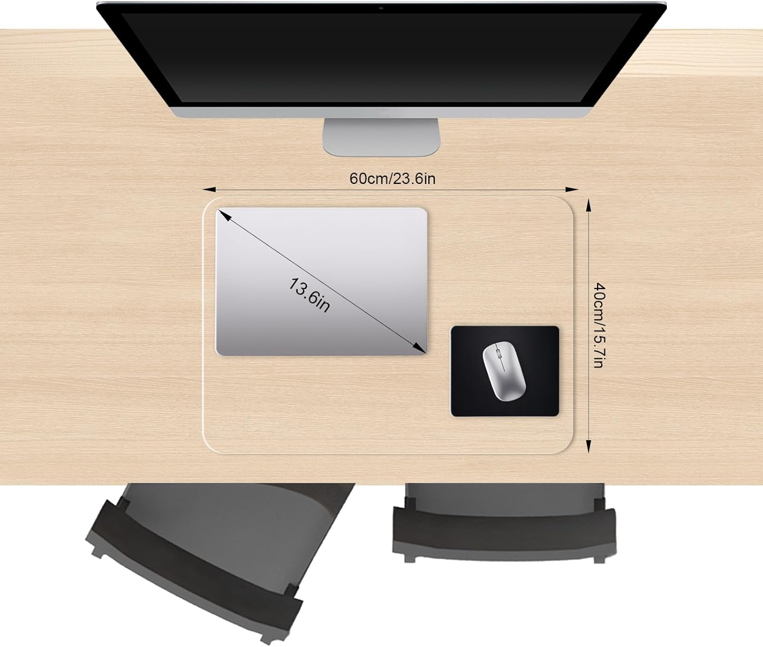 Clear Desk Mat, Non-Slip PVC Desk Protector Mat with Round Edge, Heat Resistant & Waterproof Clear Desk Writing Mat for Home and Office (23.6"*15.7")