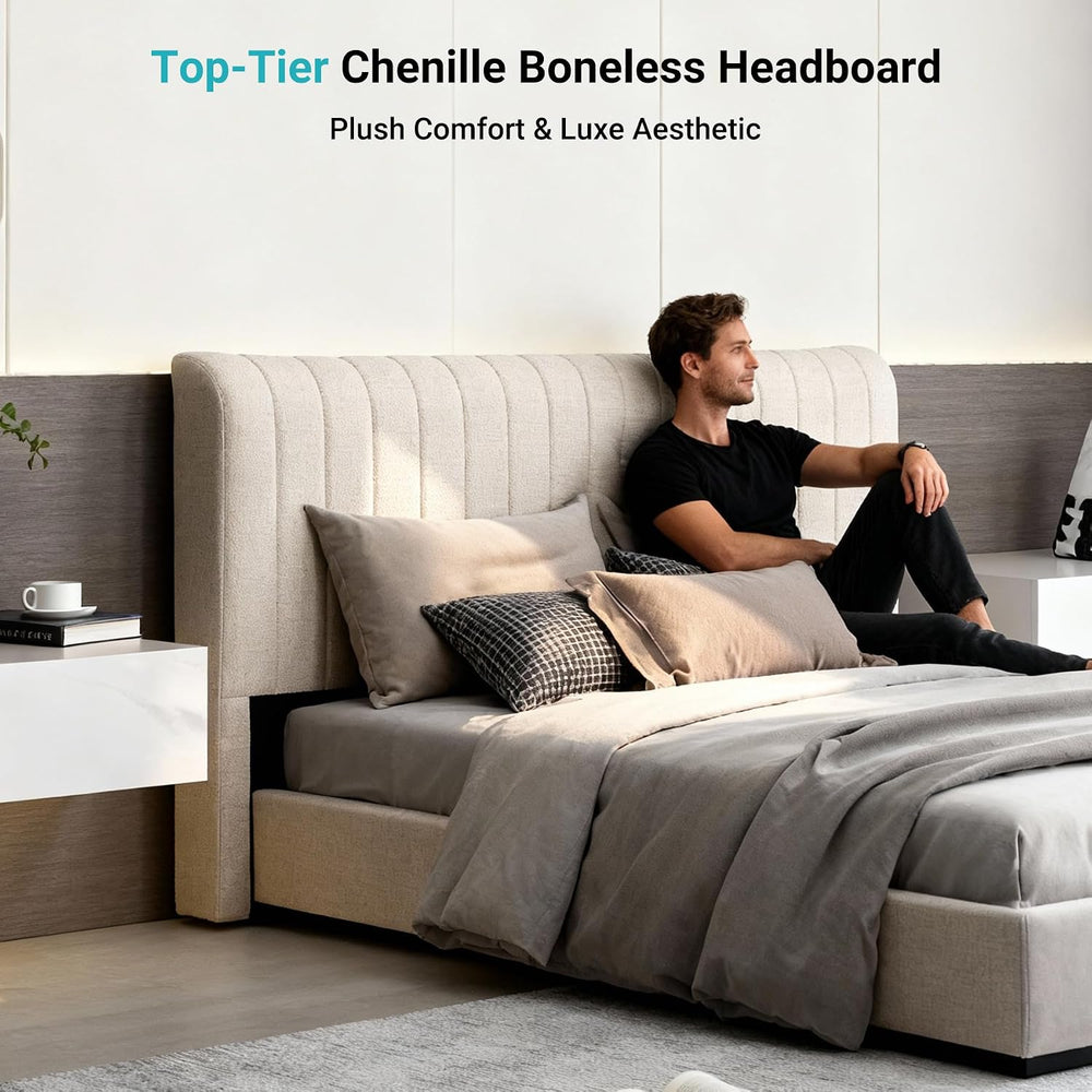 Chenille Boneless King Headboard, No Assembly Required