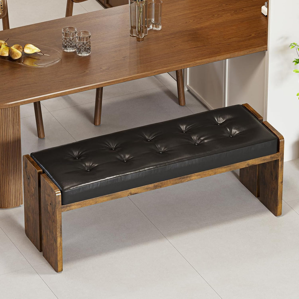 Upholstered Dining Room Bench, Ottoman Bench with PU Leather Padded Seat, Bed...