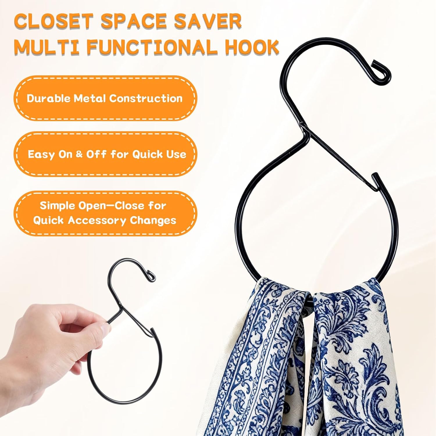 Belt Ring Hanger, 4 Pack Space-Saving Belt Organizer for Closet, Rust-Resistant Hanger forBelts, Scarves, Ties and Accessories, Multi-Purpose Closet Storage, Black (4PCS)