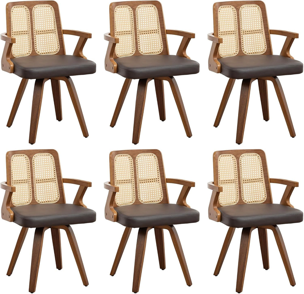 Walnut Dining Chairs - Swivel Rattan Dining Chairs with Bentwood Frame with E...