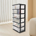 6 Clear Drawer Storage Organizer Rolling Cart,Heavy-Duty Storage Tower Plastic Cart Organizer for Closet,Living Room,Hallway, Dormitory (Black)