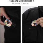 Custom Metal Pill Organizer, Personalization Pill Box with Photo Text Name, 2-Compartment Push-Button Case for Daily Vitamins & Travel