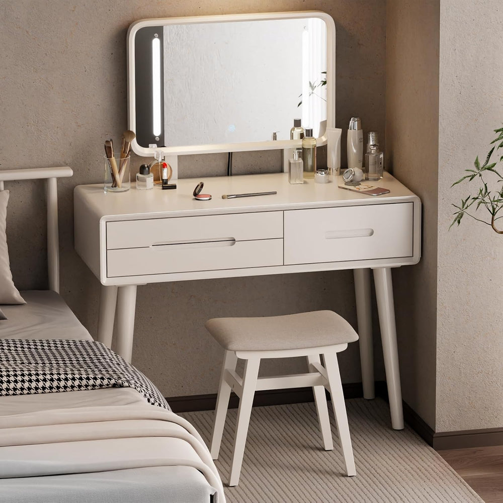Solid Wood Small Vanity Stool Chair, Makeup Stools for Vanity Desk, Bathroom ...