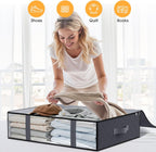 StorageRight Under Bed Storage Bins, 3-Pack 40L Foldable Fabric Storage Bags with Transparent Window, Breathable Organizer for Clothes/Blanket/Comforter/Quilt, Grey