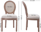 Nrizc French Country Dining Chair Set of 2, Vintage Chic, Upholstered and Carved Wooden Frames, Beige Linen Fabric, Lightweight and Sturdy, Ideal for Dining Room, Kitchen, Living Room, Bedroom