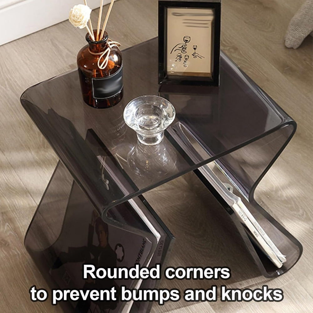 Acrylic Side Table with Magazine Storage, Night Stand Coffee Table, Decorativ...