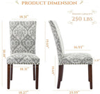 Parsons Dining Chairs Set of 4, Upholstered Nailhead Dining Room Kitchen Side Chair with Thick Cushions and Wood Legs, White/Grey