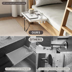 Bedside Shelf Foldable, Metal Clip-On Bunk Bed Table Shelf for Top Bunk Heavy Duty Bed Side Table Tray for College Dorm Room Essentials, Loft Nightstand Organizer Tray with 1 Cord Hole(White)