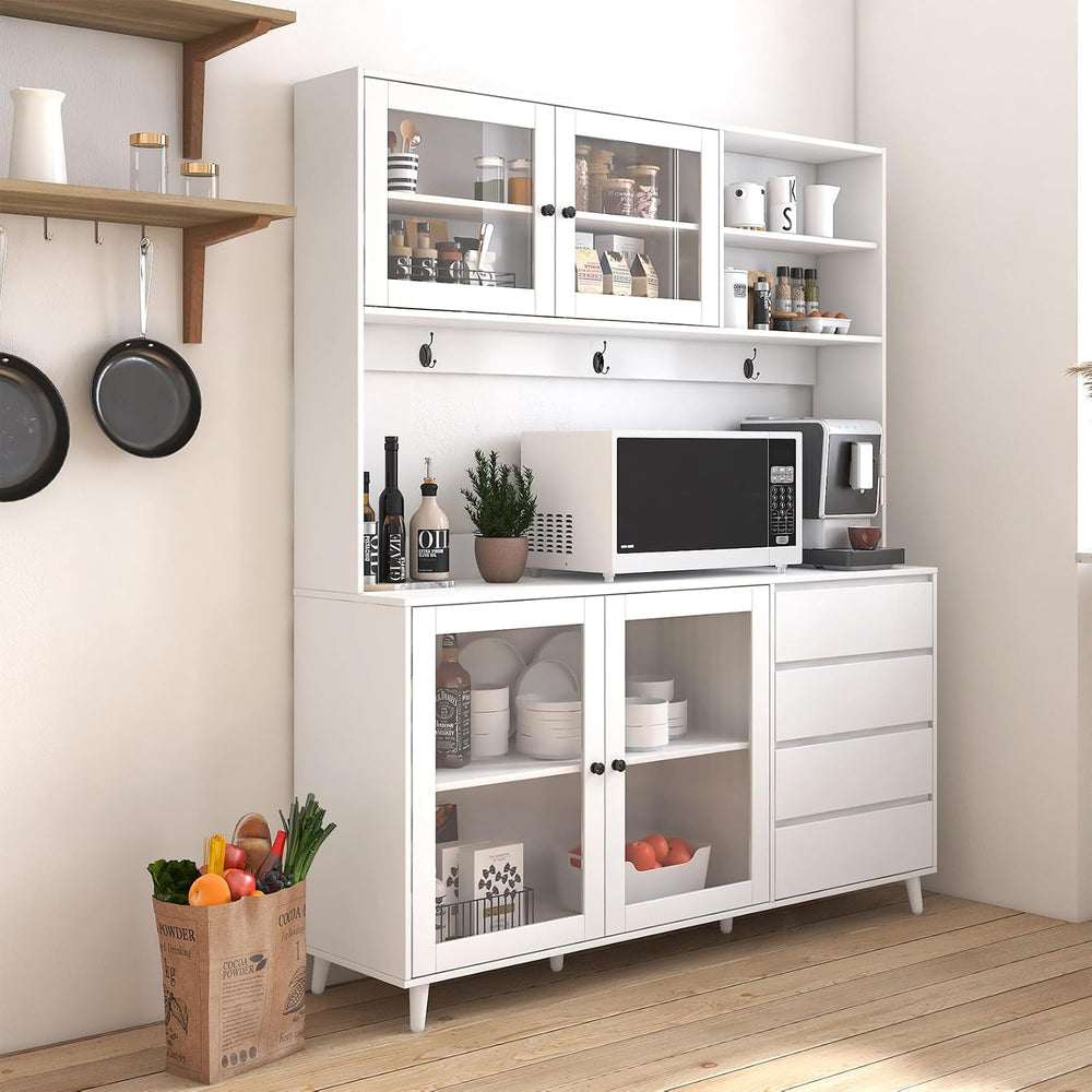 74.8" Tall Kitchen Pantry Storage Cabinet, Modern Food Pantry Cabinet wi...