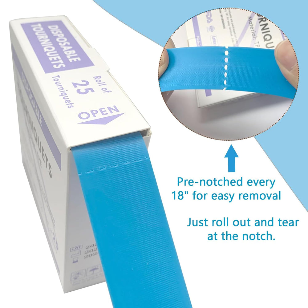 Med Tourniquet Disposable, Latex Free, TPE, 18 Inch Long, 4 Rolls of 100 pcs,...