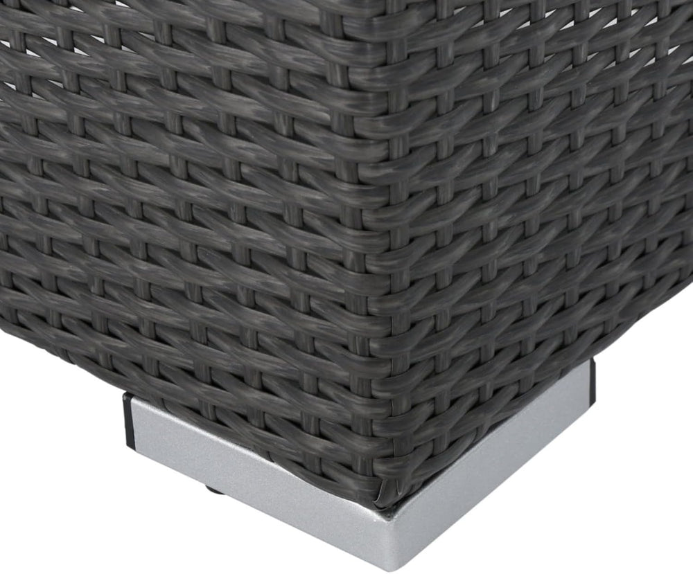 Hassyee PE Rattan Grey Patio Ottoman with Thick Cushions for Poolside, Lawn, ...