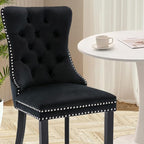 3-Pieces 31.5" Round Dining Table Set for 2, White Dining Table & 2 Velvet Upholstered Dining Chairs for Kitchen Dining Room Apartment Small Space(White Table & Black Chairs)