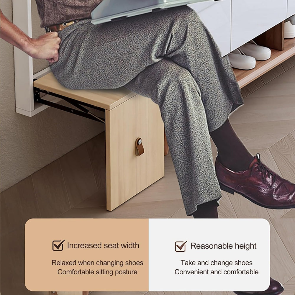 Wall Mounted Shoe Changing Stool Made of Solid Wood Wall Seat Folding, Space ...