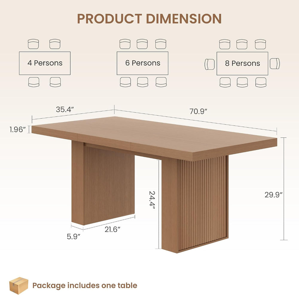 Garvee 70.8" Dining Table for 6 8 10, Modern Dining Room Table with Stor...