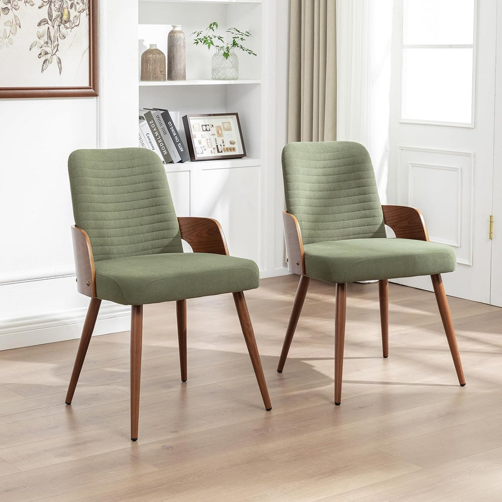 Dining Room Chairs Set of 2,Mid Century Modern Kitchen Chairs,Green Corduroy ...