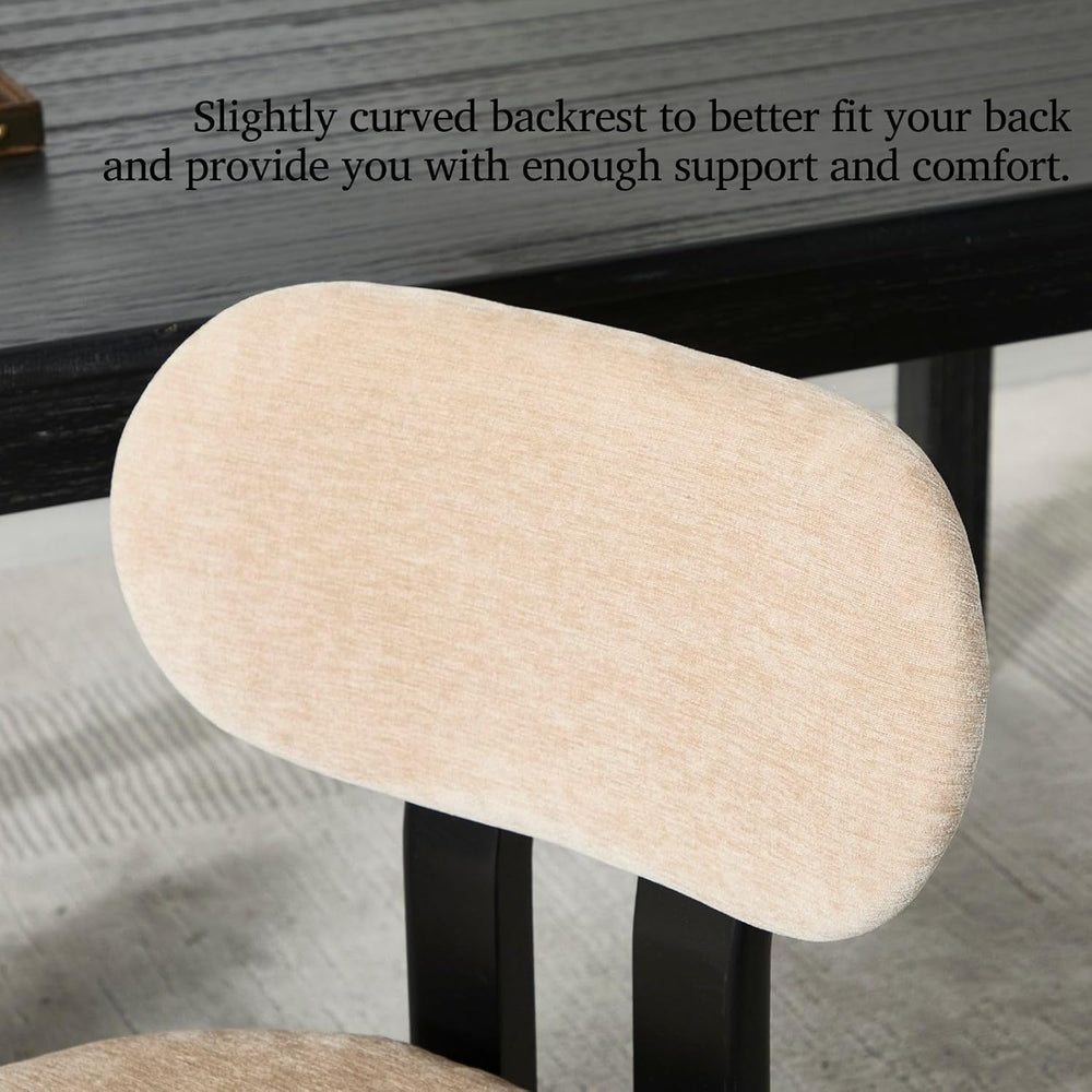 LukeAlon Chenille Dining Chairs Set of 2, Upholstered Armless Kitchen Chairs ...