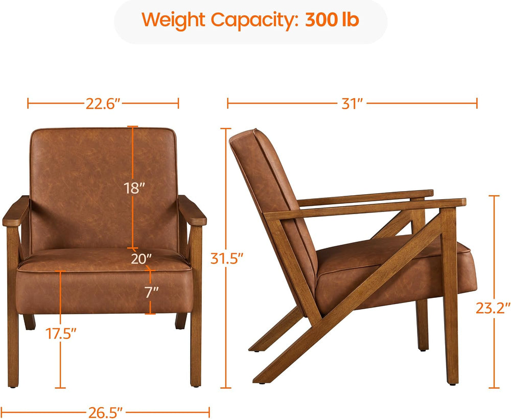 Yaheetech Mid-Century Accent Chairs Set of 2, Light Brown