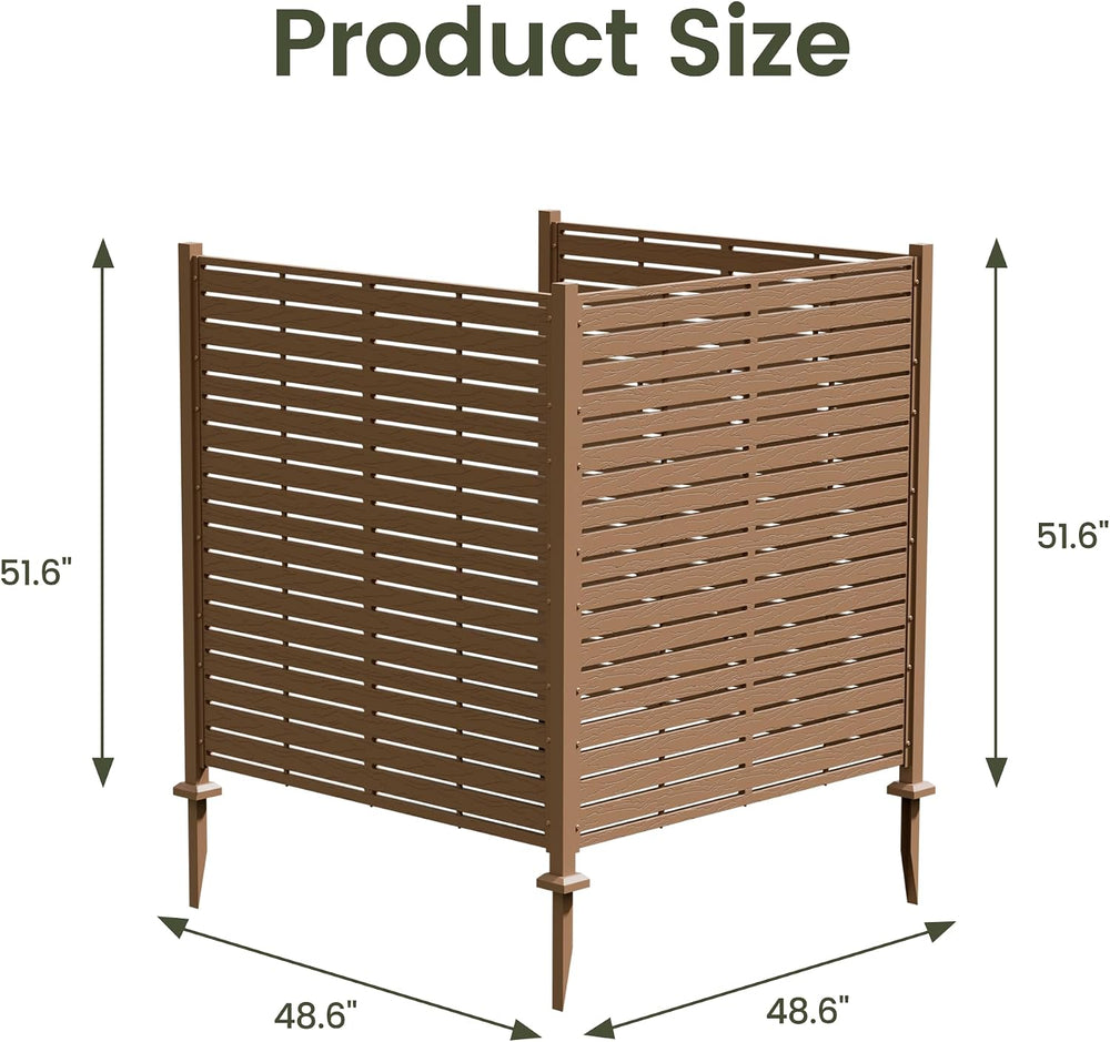Air Conditioner Fence, 49" W X 52" H U Shape AC Unit Fence, Brown