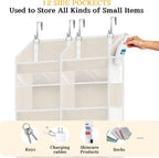 2 Pack Over The Door Organizer 6 Tiers, Extra Large Behind Door Storage of 12 Compartments, 80 lbs Weight Capacity Hanging Storage Organizer with Clear Window Kids Toys,Shoes (6 Tiers - Beige)
