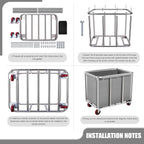 Commercial Laundry Cart on Wheels, 11.35 Bushels Large Laundry Roller, Heavy Duty Stainless Steel, Gray-10