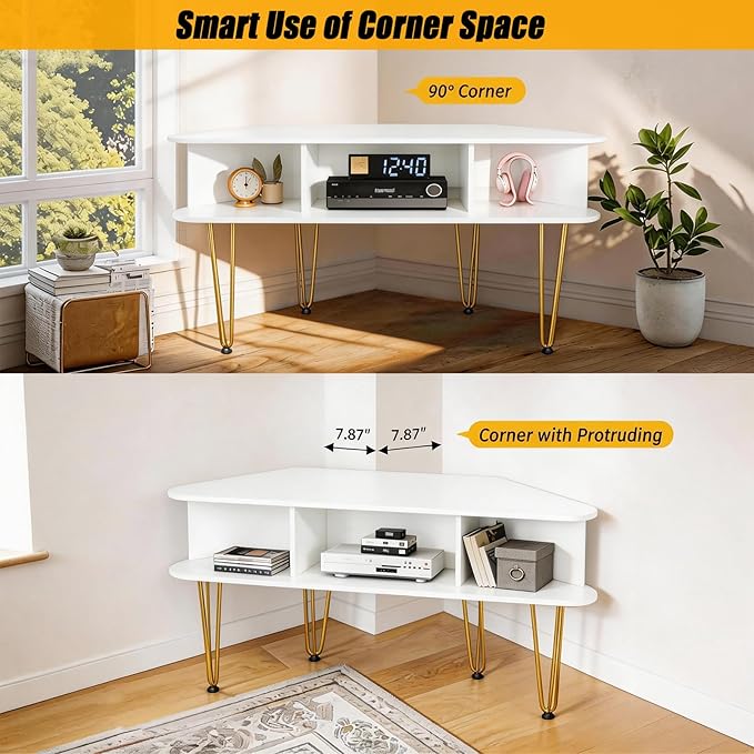 Corner TV Stand for 50 Inch TV, Entertainment Center with Storage Cabinet, In...