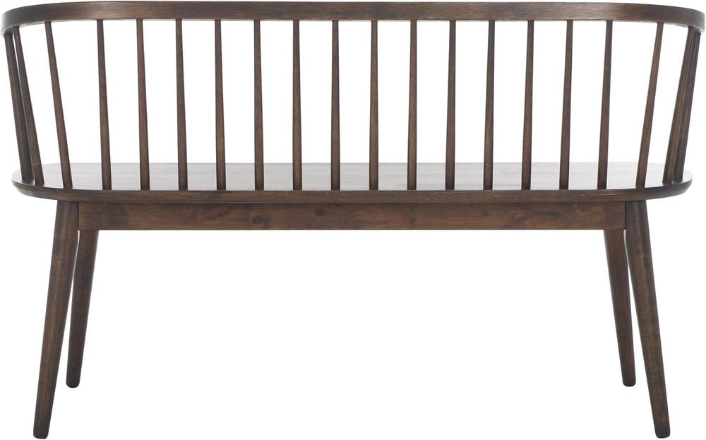 SAFAVIEH Furniture - Blanchard Spindle Bench - Dark Walnut - Solid Wood - Cla...