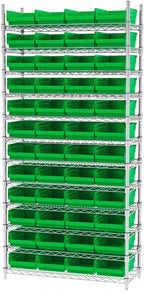 Akro-Mils 30150 Plastic Shelf Bins, Heavy Duty Storage Bins for Garage, Closet, and Drawer Organization, 12-Inch x 8-Inch x 4-Inch, Clear, 12-Pack