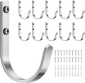 10-Pack Wall Hooks for Hanging Towel/Coat - 22LB Screw in Metal Hanger Wall Mount, for Outdoor, Closet, Door, Bathrooms, for Backpack, Robe, Silver