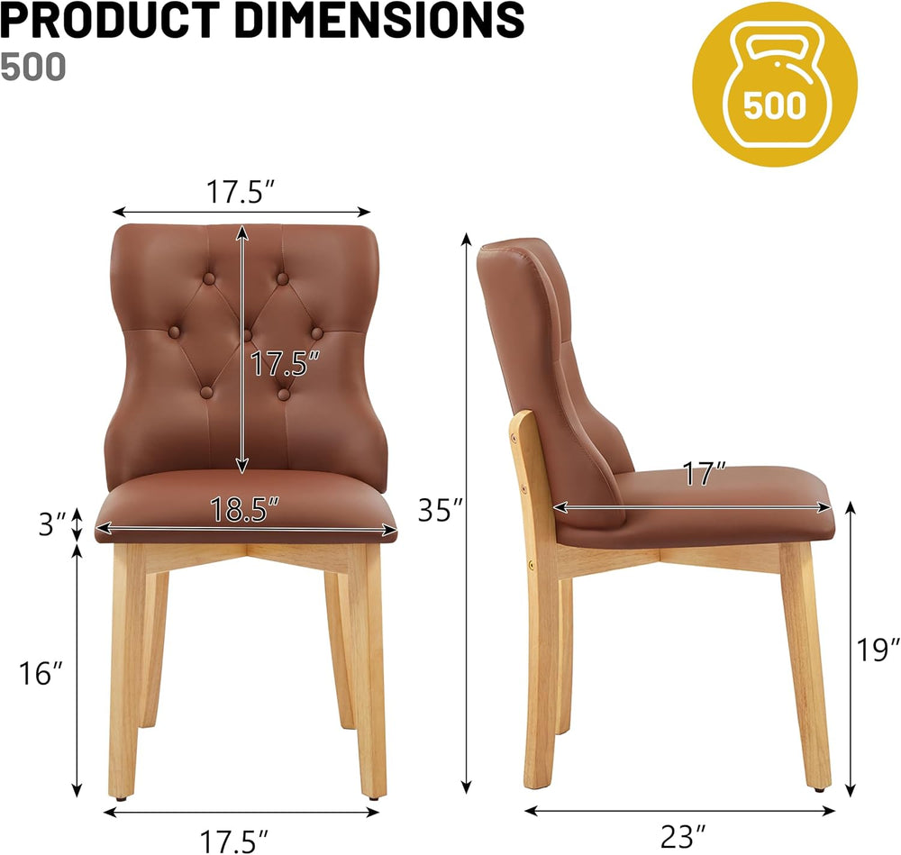 Eifizek Upholstered Dining Chairs Set of 4, PU Leather Button Tufted Parsons ...