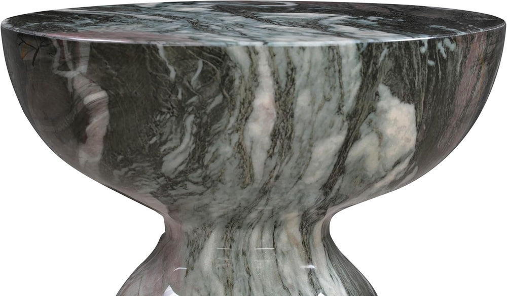First of a Kind Grey Concrete Side Table with Marble Print Finish - Durable A...