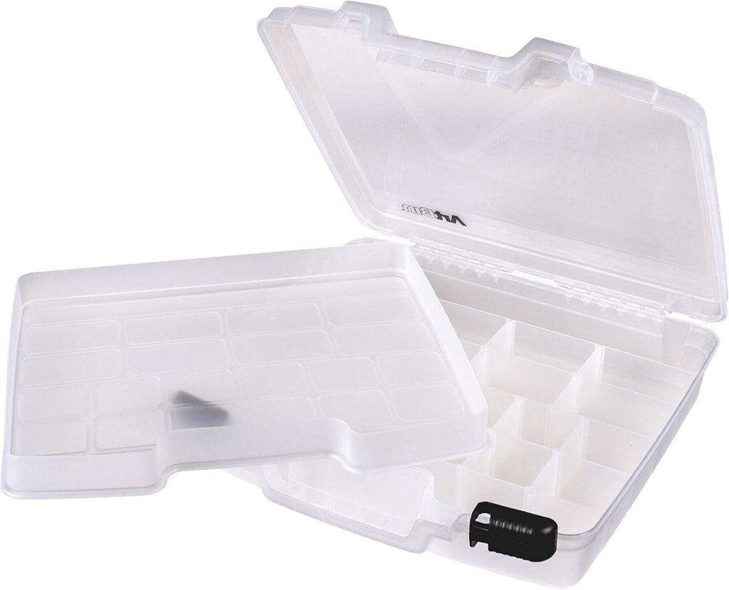 ArtBin 6962AB Quick View Deep Base Carrying Case with Removable Dividers and Tray, Portable Art & Craft Storage Box, 15", Clear