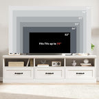 IDEALHOUSE 70in TV Stand for TVs up to 80", Mid Century Modern Entertainment Center with Storage Drawer and Open Shelves, TV Console Media Cabinet for Living Room, Bedroom, Vintage White