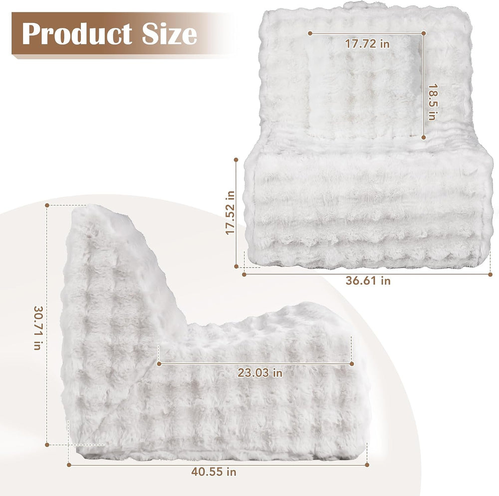 Bean Bag Chair for Adults, Giant Bean Bag Sofa with Soft Pillow, Comfy Faux F...
