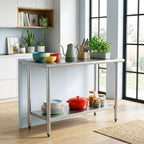 FDW Stainless Steel Work Table 24 x 48 Inches, Heavy Duty Commercial Food Prep Table with Adjustable Under Shelf, Metal Workbench for Restaurant, Kitchen, Garage, Home