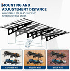 2 Pack 2x6 FT Garage Shelves Wall Mounted,1600 LBS Heavy Duty Wall Shelf with Adjustable Distance,for Garage,Kitchen Laundry,Shopping Mall and Tool Room,Black
