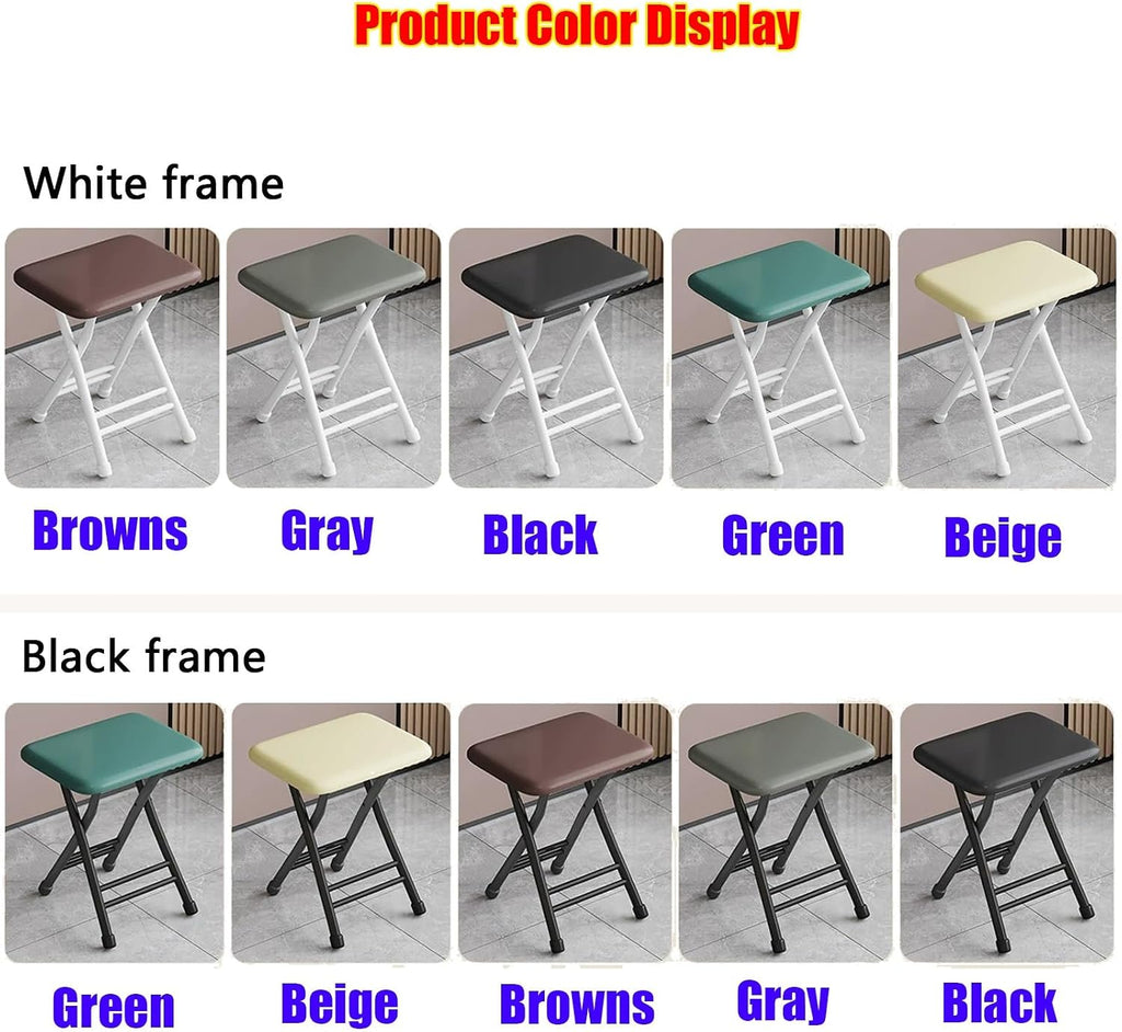 Stackable Kitchen Stools, Folding Chairs, Commercial Event Seat, Comfortable Cushion, for Patio, Picnic, Parties, Home, Office(Green,White Frame)