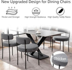 Grey Boucle Dining Chairs Set of 6, Upholstered Dining Room Chairs with Black Metal Legs, Round Modern Dining Chair for Dining Room, Kitchen
