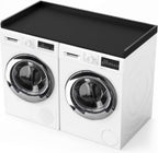 1-Tier Washer Dryer Countertop, 54"W x 27.55"D Laundry Countertop with Edge Rails and Non-Slip Pad, Washer and Dryer Topper for Laundry Room Storage Organization (Black)